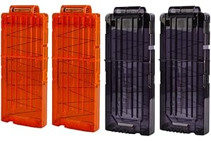 HONGCI 4Pcs Chargeurs Aux Pétoire Clips Recharge Rapide Clip pour Nerf Elite Series Toy Gun 12 Fléchettes Ammo Cartridge Fléchettes Nerf Gun Clips (2 Noir + 2 Orange)