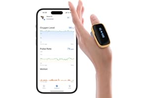 Viatom WearO2 Oxymètre de Pouls Doigt Rechargeable Bluetooth, Mesure Saturation Oxygène et Fréquence Cardiaque, Portable avec Alerte Vibration et Application Connectée