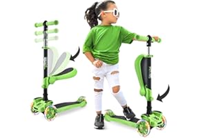 Hurtle, Roller Kinder, Scooter Kinder, Kinderroller ab 2-12 Jahre, Cityroller, Kinderscooter, Tretroller, Dreirad für Mädchen & Junge, Kids Scooter, 3 Rad Scooter mit LED Licht Räder & Klappbarer Sitz