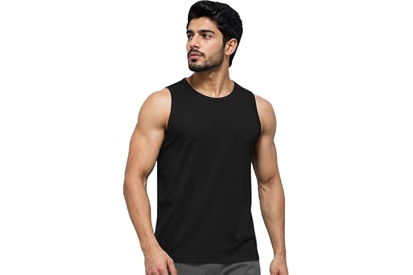 CHKOKKO Sleeveless T Shirts Gym Vest for Men Workout Solid Premium Cotton Blend Tank Top for Man Running Vest Sando Gym Wear Lightweight Breathable Casual Summer Wear Boys