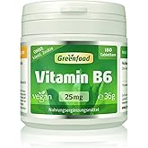 Vitamin B6, 25 mg, extra hochdosiert, 180 Tabletten - Gut für die Bildung roter Blutkörperchen und zur Verringerung von Müdi