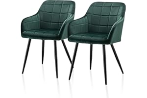 ‎TUKAILAI TUKAILAI Esszimmerstühle 2er Set Samt mit Armlehne und Rückenlehne,Küchenstuhl Polsterstuhl Wohnzimmerstuhl Sessel Polstersessel Stuhl,Gepolsterter Sitz,Metallbeine,Armlehnstuhl Sessel,Grün