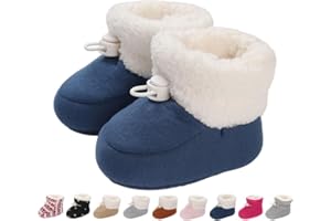 MONSTOYO Stivaletti Neonata Neonato Pantofole Antiscivolo Termiche Fodera in Pile Babbucce Scarpe Invernali Morbido Cotone Scarpine Primi Passi Stivali da Neve Calzini Caldi 0-18 Mesi