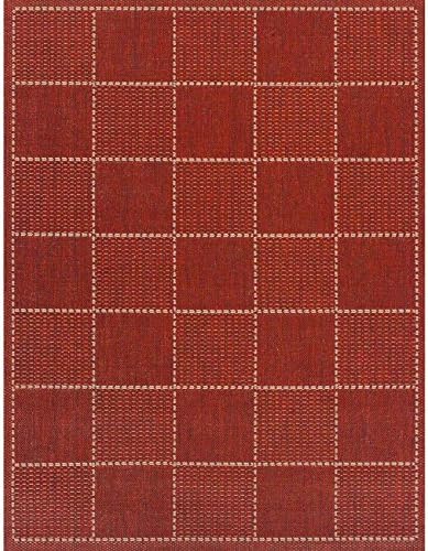 Checked Flatweave Anti Slip Rugs, Red - 80 x 150cms (2ft 8"x 4ft 11")