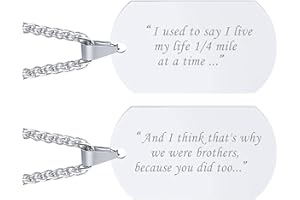 VNOX A mi Hermano Regalo Solía Decir Que Vivo mi Vida 1/4 de Milla a la Vez Grabado Collar con Placa de Identificación Idea de Regalo para Cuñado Regalo de Graduación de Cumpleaños de Hermano,2piezas