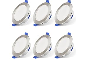 ‎CLOKSH LED Einbaustrahler 230V Dimmbar Ultra Flach 6W IP44 Bad Einbauleuchten, Warmweiß 3000K Neutralweiß 4000K Kaltweiß 6500K Einstellbar Deckenstrahler für Badezimmer Küche Wohnzimmer, 6er Set