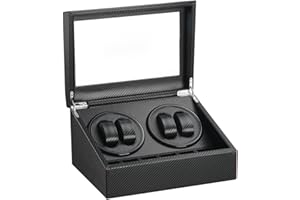 LINGFANSTORE Remontoir Automatique pour Montre Boîtier de Montre en Cuir synthétique avec Moteur Silencieux Fonctionne sur Piles ou Bloc d'alimentation pour Montres automatiques