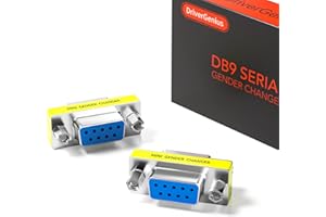 DriverGenius 9-Pin Cambiador de Género Serial DB9 - Adaptador RS232 Hembra/Hembra para Transferencia de Datos (2 Piezas/Paquete, RS232F2F-2A)