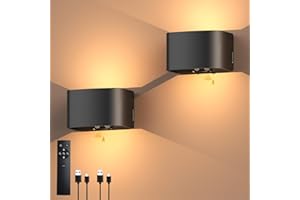 Ainostone akku wandleuchte innen mit bewegungsmelder, fernbedienung 2 Stück Einstellbar Abstrahlwinkel aufladbar wandlampe 3000K Warmweiß dimmbare wandbeleuchtung für wohnzimmer schlafzimmer Schwarz