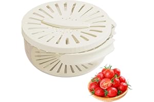 Skeadex Salatschleuder Faltbar, Salatschleuder mit Deckel Ø 15.5 cm, Salad Spinner, Obstwaschmaschine mit Schüsselsieb, Verdickte Doppelschichtspüle zum Waschen und Trocknen von Gemüse (Weiß)