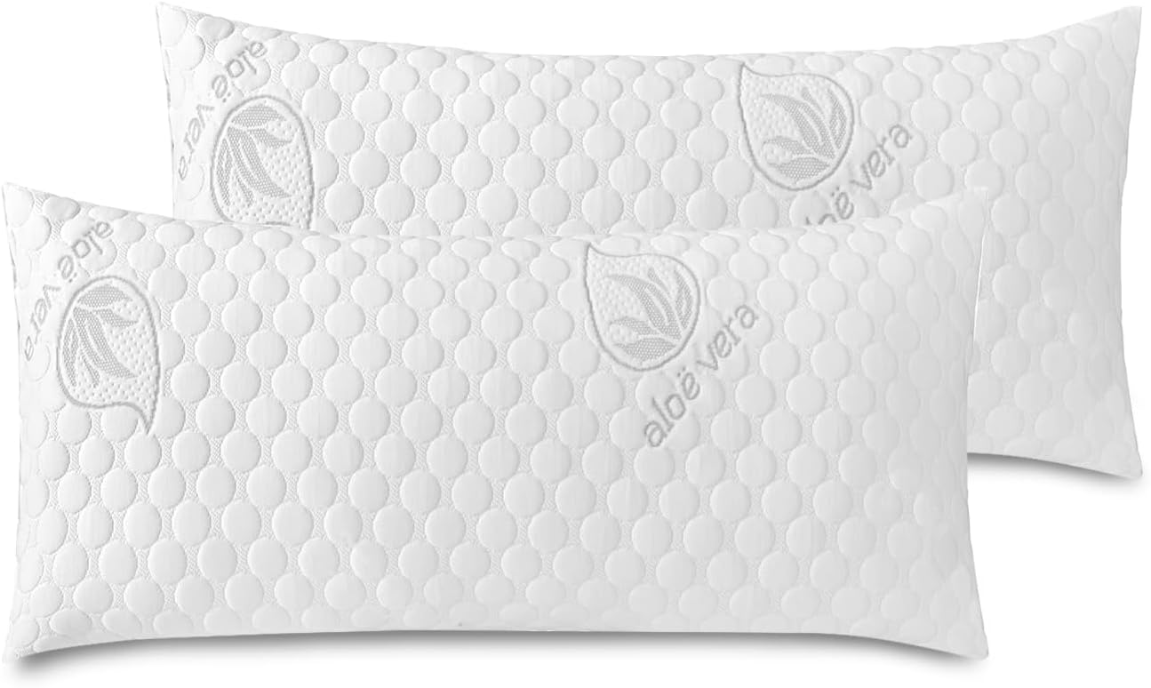 MERCURY TEXTIL- Almohada de Copos Viscoelásticos, Tejido Strech de Aloe Vera Transpirable y Termorregulable, Firmeza Media (70 cm Pack 2)