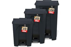 casa pura Cubo de basura de 80 litros con tapa gris para cocina y oficina, sistema de separación de basura, cubo de basura con pedal con mecanismo Step-On Olaf