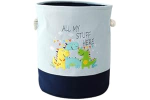 AOOPOO Cesto portaoggetti in Tela Grande Pieghevole Porta Biancheria Sporca Porta Giocattoli Salvaspazio Giochi Scatola con Manici per Giocattoli Organizzazione Casa Camera da Letto (Dinosauro)