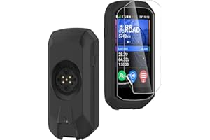 CONAPIKA Cover per Garmin Edge 1050 con 2 Vetro Temperato, Antigraffio Antiurto Custodia Protettiva Accesori in Silicone Ultra Sottile Computer Da Bicicletta GPS Cover per Garmin Edge 1050,Nero
