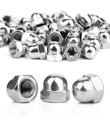 Vifmy Hoedmoeren, assortiment van roestvrij staal 304 (135-delig), M3, M4, M5, M6, M8, M10, M12, metrische zeskantige dopmoeren, hoedmoeren voor bouten, zeskantmoeren met ronde kop