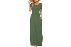AUSELILY Maxi Dress for Women Summer Casual Long Dresses for Ladies with Pockets