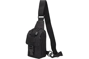 QIYUANT Mini Bolsa Bandolera Militar Táctica Bolsa de Pecho Pequeña Hombre Mujer Bolso Cruzados Impermeable Oxford 800D para Correr Camping Senderismo Ciclismo Deportiva - Negro