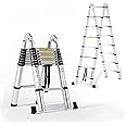 Power Industrial Telescopic Expansion Ladder A Type Multi-Function Folding Stepladder Wheel Super Heavy Duty Indoor Outdoor Industrial ('A' 3.1+3.1m 'I' 6.2m)