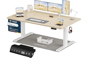 ‎HOMALL Homall Höhenverstellbarer Schreibtisch 140x70cm mit USB-A Ladeanschluss, Elektrischer Schreibtisch mit Kabel Management Tray, Standing Desk mit 3 Memory Funktion, Computertisch Beige