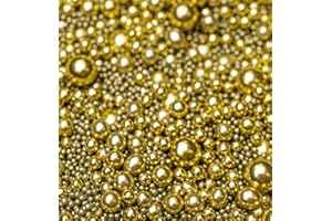 CAKE N BAKE Metallic/Shimmer Balls Edible Cupcake Cake Topper Sprinkles (35g Pouch) (Metallic Gold)