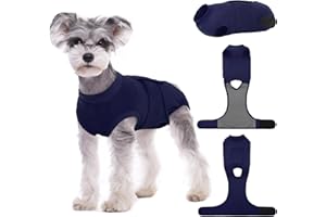 Kuoser Combinaison de convalescence chirurgicale pour chien mâle femelle - Gilet de convalescence chirurgicale pour chien après chirurgie - Combinaison réglable après chirurgie - Bleu