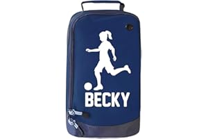 ABSOLUTELY TOP Personalised Girls Football Boot Bag Kids Footballer Sports School Pe Kit Gift, Midnight Navy/White Print
