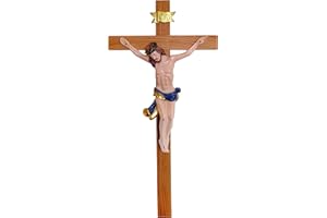 Kaltner Präsente - Crucifijo con Jesucristo para la Pared, de Madera, 50 cm, Pintado a Mano, Idea para Regalo