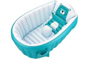 SANOTO Baignoire Bébé 0-3 Ans, Gonflable Pliable Antidérapante Douce pour Douche, Portative - Bleu