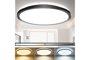 HABOWN 24W 3200LM Deckenlampe Led Deckenleuchte Flach,3000K/4500K/6000K Dimmbare Lampe, Deckenlampe Rund Ultra Dünn Lampe für Wohnzimmer/Flur/Schlafzimmer/Badezimmer/Keller/Balkon，Ø29.5CM