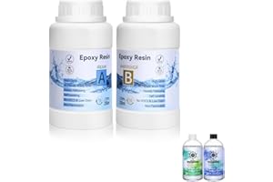 SHIIYYU 500ml Resine Epoxy Transparente,1: 1 Ratio Ultra Transparent Résine époxy Cristalline Pour Moulage et Revêtement, Dessus de Table, Fabrication de Bijoux et Décoration Artisanale,durcissement rapide