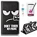 Produktbild HB-Int 4in1 PU Leder Hülle für LG G3 Cartoon Gesicht Flip Wallet Case Kartenfächer Black and white Schutzhülle Standfunktion Handytasche Weiß Book Style Hülle Magnetverschluss Rundum Klapp Brieftasche Lederhülle Protective Etui Pocket Shell Weich Silikon Skin Back Cover Don’t Touch My Phone Zubehör Stylus Pen + DisplaySchutzfolien + Staub Stecker