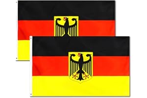 DREAMARK 2 Stück Deutschland Flagge mit Adler | Deutschland Fahne | 90 x 150 cm Polyester Wetterfeste Garten Balkon Nationalfeiertag Deutsche Flagge Fahne mit Ösen | Fahnen Flaggen DE Germany Deutschland