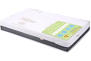 PEKITAS Stubenwagen Baby Matratzen Kinderwagen 50 x 90 cm, Dicke 10 cm, Hybrid, wendbar, doppelseitig, Abnehmbarer Bezug, waschbar, Feste Härte, atmungsaktiv, Anti-Erstickung, Babybett,Kinderbett