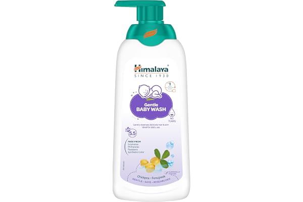 Himalaya Gentle Baby Wash 400ml with Chickpea, Fenugreek|pH 5.5|No.1 Doctor Recommended brand|100% Soap free Gentle cleanser