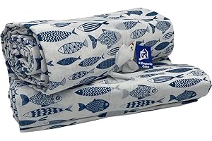L'EMPORIO CASA Copridivano Telo Arreda tutto Copriletto Coralli - Pesciolini 160X260-260x280-360X280 Lenzuolo Copritutto in Cotone Robusto Granfoulard Copriletto Made Italy (260X280, Pesciolini)