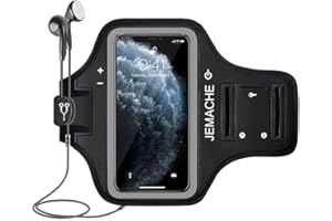 iPhone 16 15 Pro Max & Plus Armband, JEMACHE Gym Laufen Übung Workouts Arm Band für 16 15 14 13 12 Pro Max/Plus mit Karte Halter (Schwarz)