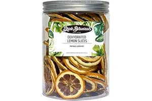 Drink Botanicals Ireland | Dehydrated Dried Lemon Slices Wheels | 50+ Slices | 110 Grams | 3.88oz | 100% Natural | Dry Lemons for Garnishing, Cocktails, Cooking, Baking, Drinks | Fruit Slice | PET Jar