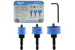 BULLITT 3PCS M42 HSS Bi-Metal Hole Saw Set, 20,25,32MM Hex Shank Impact Hole Cutter Set Perfect for Drilling Thin Metal,Stainless Steel,Mild Steel and Aluminium