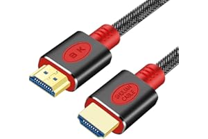 SHULIANCABLE Câble HDMI 8K, Câble HDMI 2.1 Real Haute Vitesse 48Gbps 8K@60Hz 4K@120Hz,Supporte 3D eARC HDR Dynamique,Fonction Ethernet etc (8K 5M, Red)