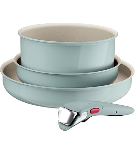 LAGUIOLE Set 3 Padelle Antiaderenti 16/18/20 Cm Con Manico Rimovibile E Coperchi, Adatte A Induzione, Rivestimento Greblon C2+