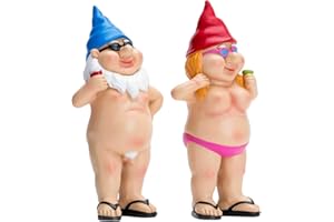 PHANTOSCOPE 2Pcs Garden Gnome,Funny Gnome, Garden Ornaments Outdoor Goblin-Art Decoration for Novelty Lawn Gnomes Outdoor or Indoor Garden Decorations, Funny Gifts for Women and Men,Red,S