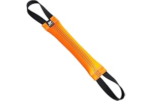 Bull Fit Bungee Boudin À Mordre Jouet pour Chien, 30 cm, 2 Anses, en Tuyaux De Lance À Incendie - Dummy Rouleau d'apprentissage Flottant - Robuste Boudin Mordant Chien, Orange