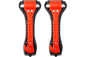 Souvik Martello di Emergenza Auto 2-in-1 Rompivetro Auto e Taglia Cintura Martelletto per Vetro Auto con Punta Indurita Rompi Vetro Auto Emergente per Auto Bus & Camion Set da 2 Pezzi