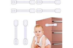 Phantasy® Selbstklebende Kindersicherung Schrank 6 Stück, Verstellbare Kinder Sicherheits-Schlösser mit Kleber, Ohne Bohren und Schrauben, für Kühlschrank, Toilettensitz