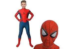 DreamJing Spiderman Costume per Bambino, Vestito Spiderman con Maschera Spiderman Costume di Spiderman Cosplay Costumi per Halloween Carnivale