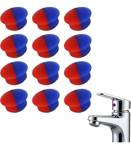 6-Pack 80677 Faucet Index Buttons – Hot Cold Diverter Caps, Plastic Crystal Clear, Fit Midcor & Price Pfister Faucets