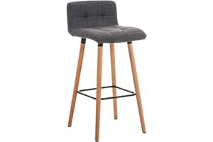 CLP Taburete Lincoln en Tela I Taburete Alto con Base de Madera I Silla de Bar con Respaldo & Reposapiés I Color:, Color:Gris Claro