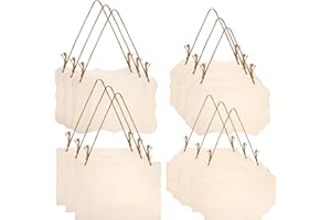 YIPHOMN 12 Piezas Letreros Colgantes de Madera sin Terminar - Placa Rectangular en Blanco para Pirograbado, Pintura, Escritura y Decoración