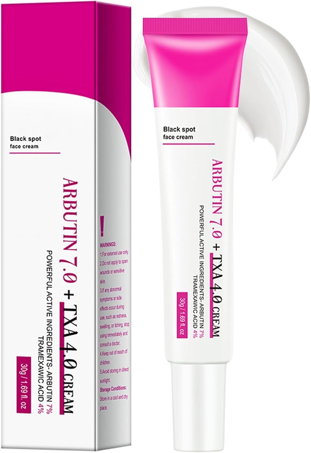 Arbutin 7% + ácido tranexámico 4% crema – Dark Spot Remover Skin Lightening Cream, Eliminador de manchas de pigmentación facial – Crema Glow Skin contra manchas de pigmento, pecas e imperfecciones