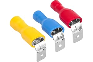 Heschen Conector de terminal de crimpado de pala piggyback 0,5-6,0 mm² 22-10 AWG, 100 piezas